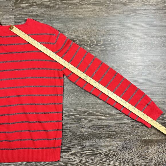 Aeropostale Y2K A87 Red Gray Striped Long Sleeve V-Neck Wool Blend Med Sweater - Picture 6 of 9